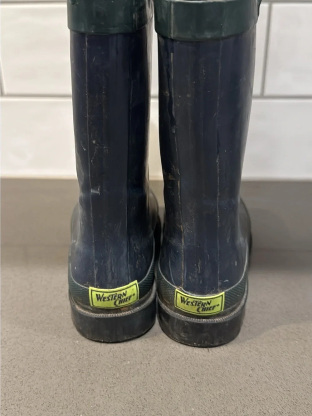 Western chief Kids Navy and Dark Green Waterproof Rain Boots size 11/12